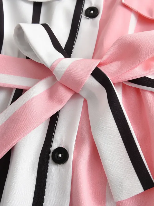 Pink_&_White_Striped_Shirt_Dress_With_Waist_Tie_For_Girls