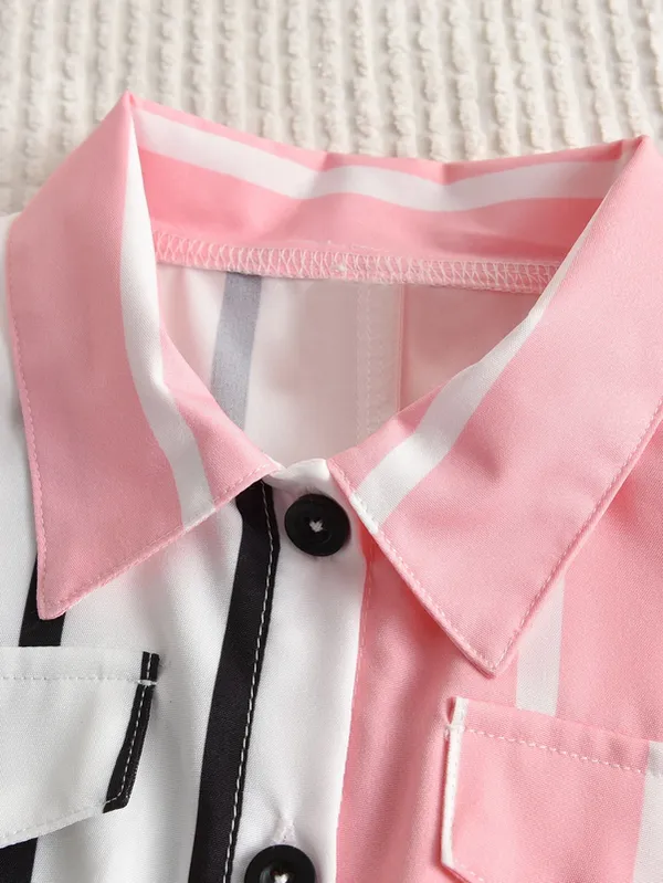 Pink_&_White_Striped_Shirt_Dress_With_Waist_Tie_For_Girls