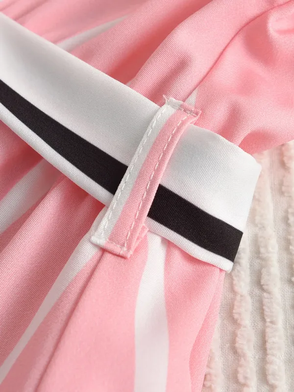 Pink_&_White_Striped_Shirt_Dress_With_Waist_Tie_For_Girls
