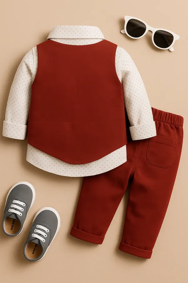 Maroon_Pure_Cotton_Exclusive_Clothing_3-Piece_Partywear_Suit_Shirt,_Waistcoat_&_Bow_Tie_Set_For_Boys