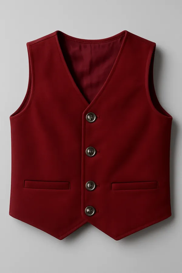 Maroon_Pure_Cotton_Exclusive_Clothing_3-Piece_Partywear_Suit_Shirt,_Waistcoat_&_Bow_Tie_Set_For_Boys