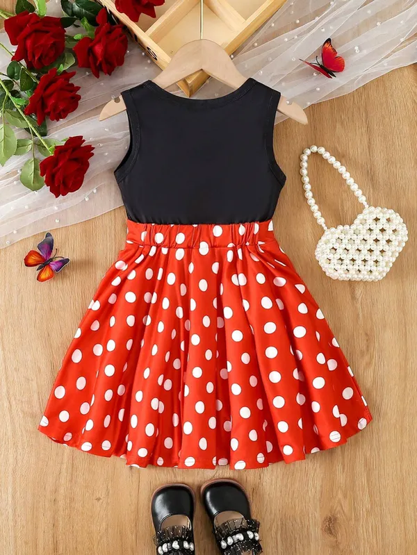 Black_&_Red_Bow_Polka_Dot_Sleeveless_Dress_For_Girls