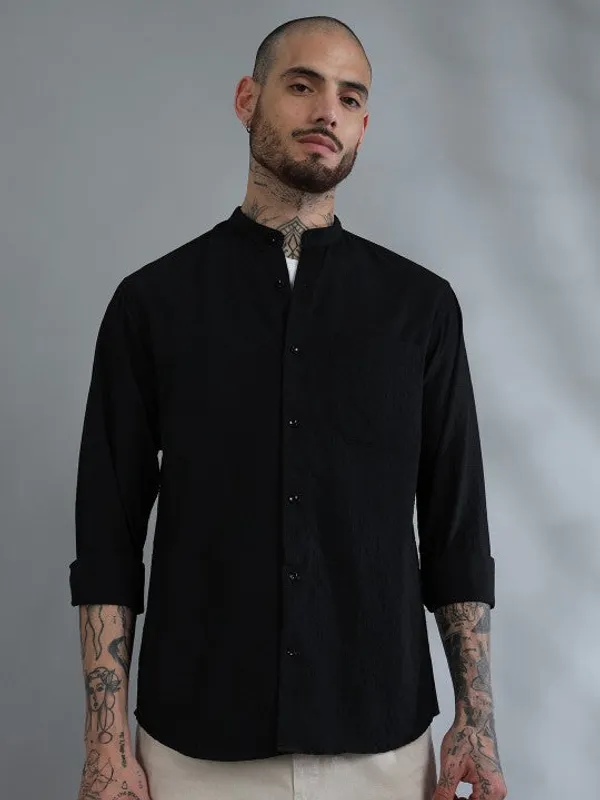 Muscovite_Black_Cotton_Solid_Shirt_For_Men