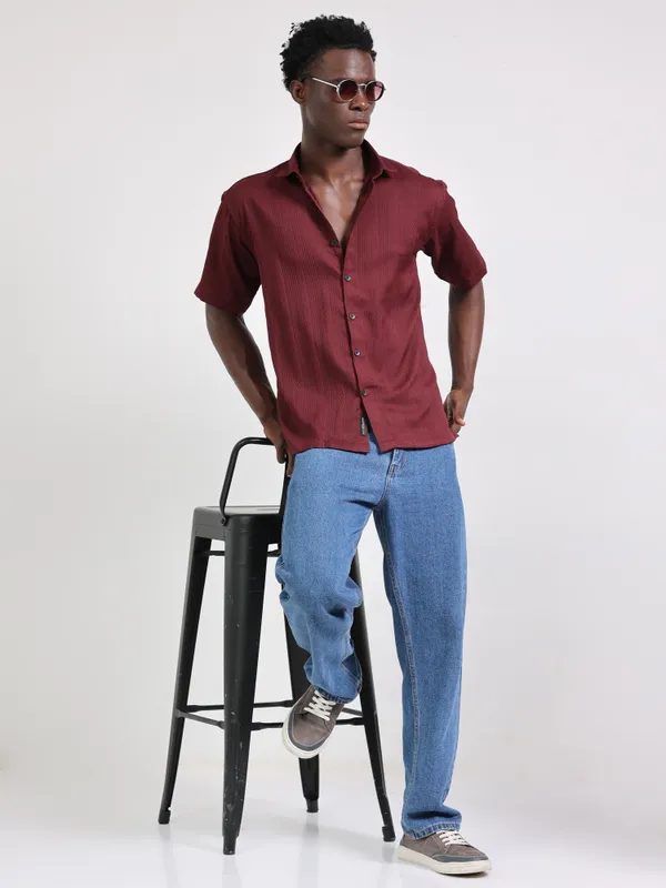 Nashville_Marron_Cotton_Solid_Shirt_For_Men