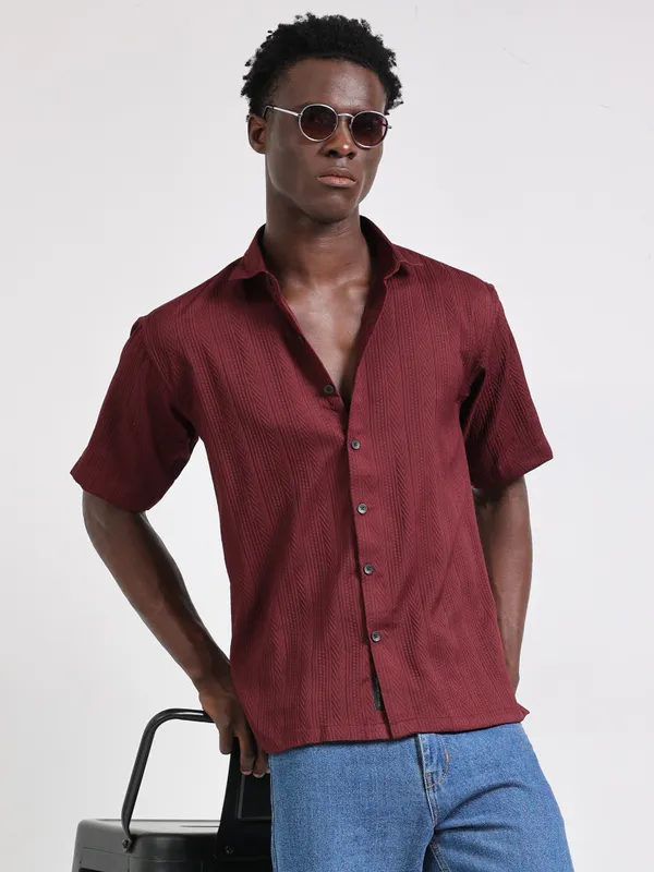 Nashville_Marron_Cotton_Solid_Shirt_For_Men