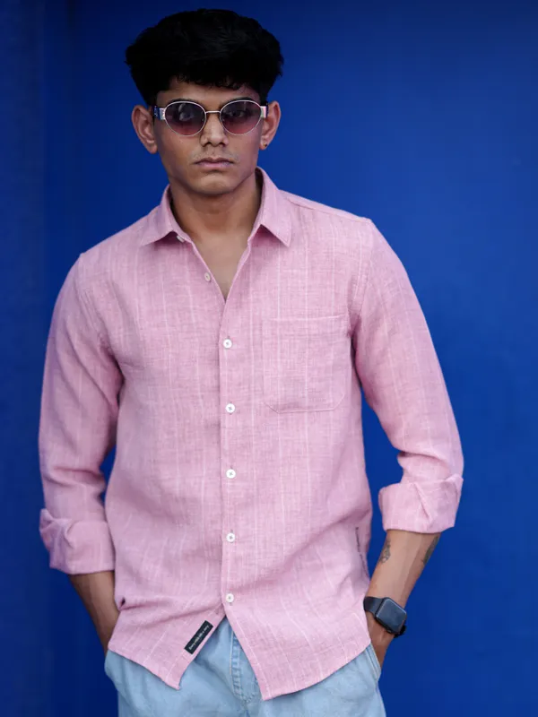 Dunkirk_Pink_Cotton_Striped_Shirt_For_Men