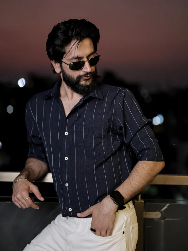 Dunkirk_Navy_Cotton_Striped_Shirt_For_Men