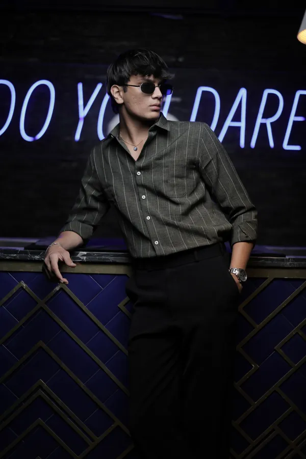 Dunkirk_Green_Cotton_Striped_Shirt_For_Men