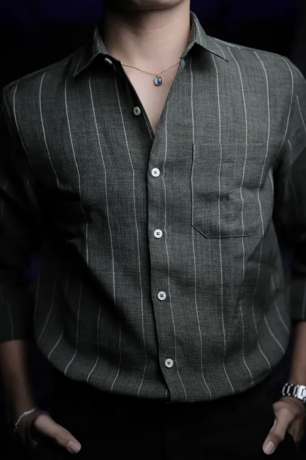 Dunkirk_Green_Cotton_Striped_Shirt_For_Men