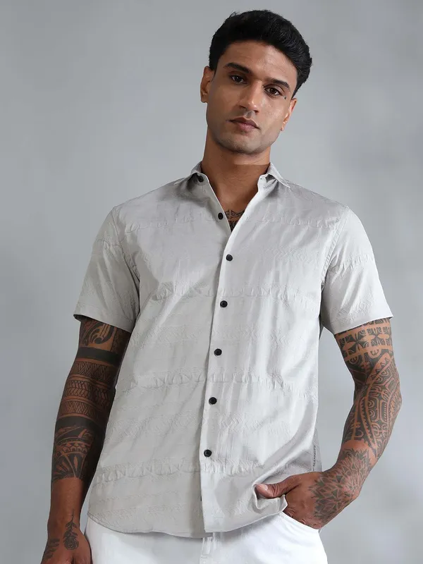 Greenland_French_Grey_Cotton_Solid_Shirt_For_Men