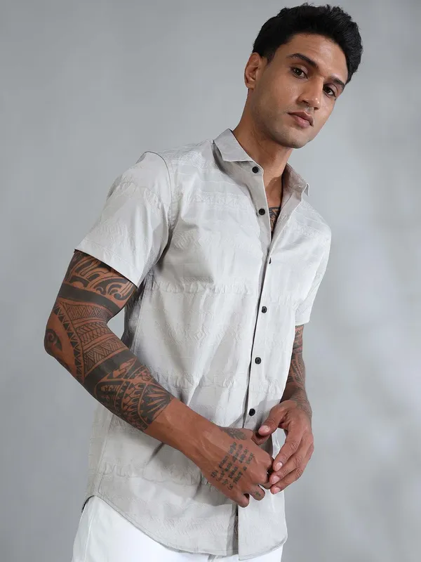 Greenland_French_Grey_Cotton_Solid_Shirt_For_Men