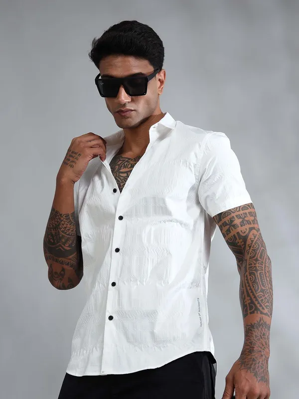 Greenland_White_Porcelain_Cotton_Solid_Shirt_For_Men