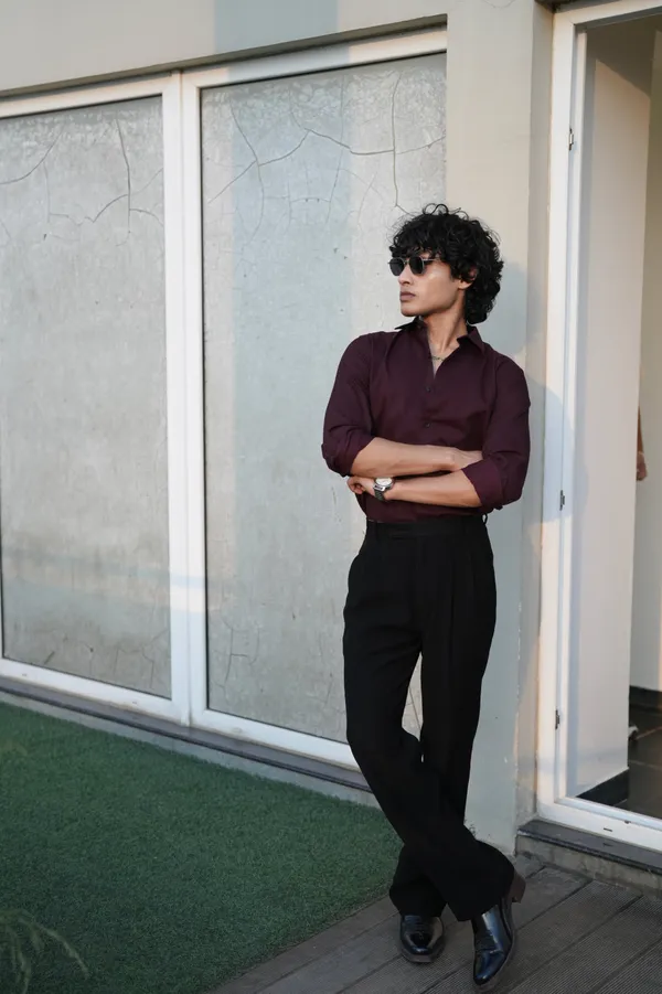 Hartford_Wine_Cotton_Solid_Shirt_For_Men