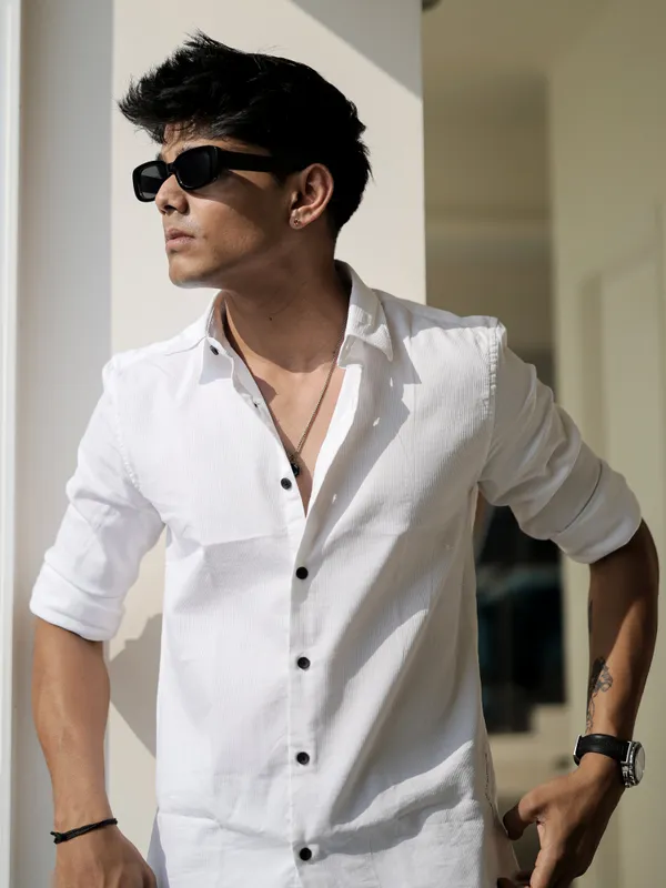 Hartford_White_Cotton_Solid_Shirt_For_Men