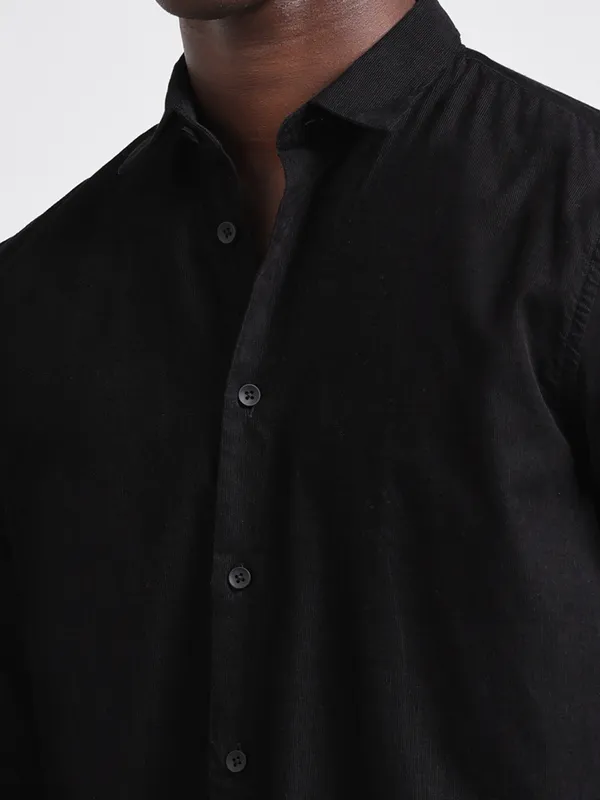 Hartford_Black_Cotton_Solid_Shirt_For_Men