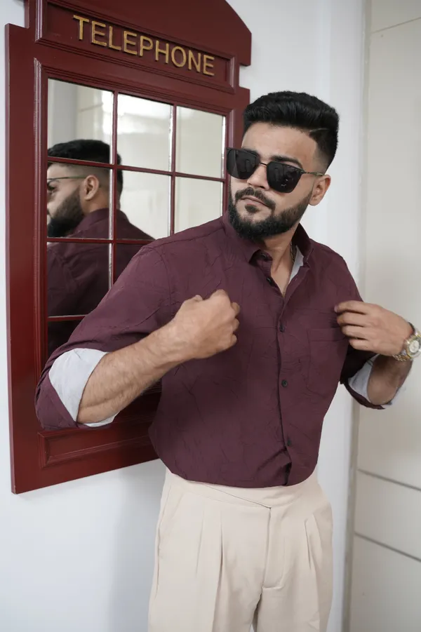 Norway_Maroon_Cotton_Solid_Shirt_For_Men