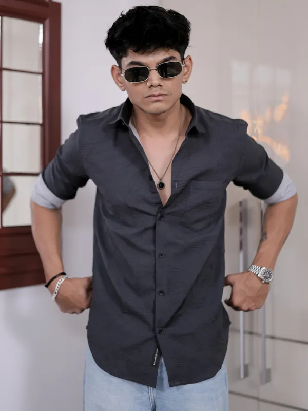 Norway_Grey_Cotton_Solid_Shirt_For_Men
