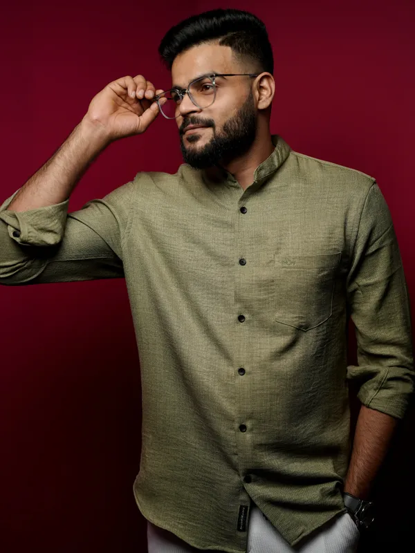 Bali_Pistachio_Cotton_Solid_Shirt_For_Men