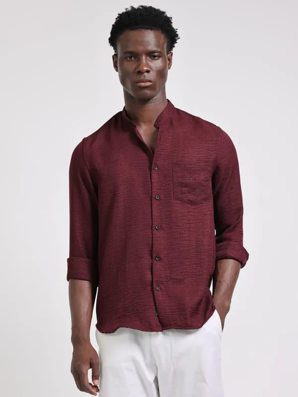 Bali_Marron_Cotton_Solid_Shirt_For_Men