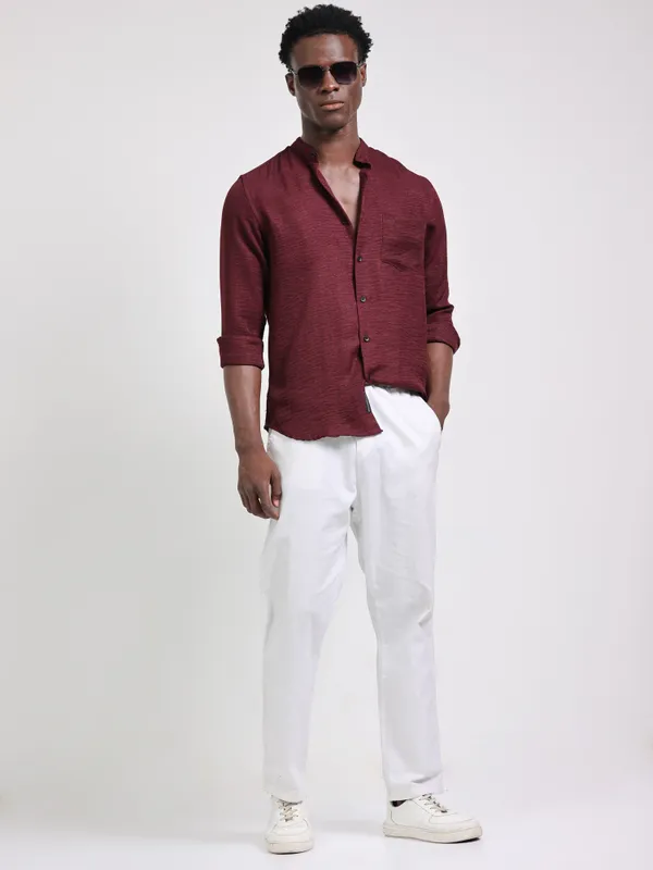Bali_Marron_Cotton_Solid_Shirt_For_Men