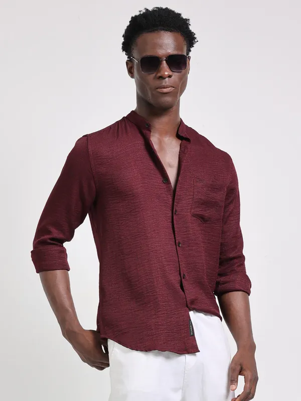 Bali_Marron_Cotton_Solid_Shirt_For_Men