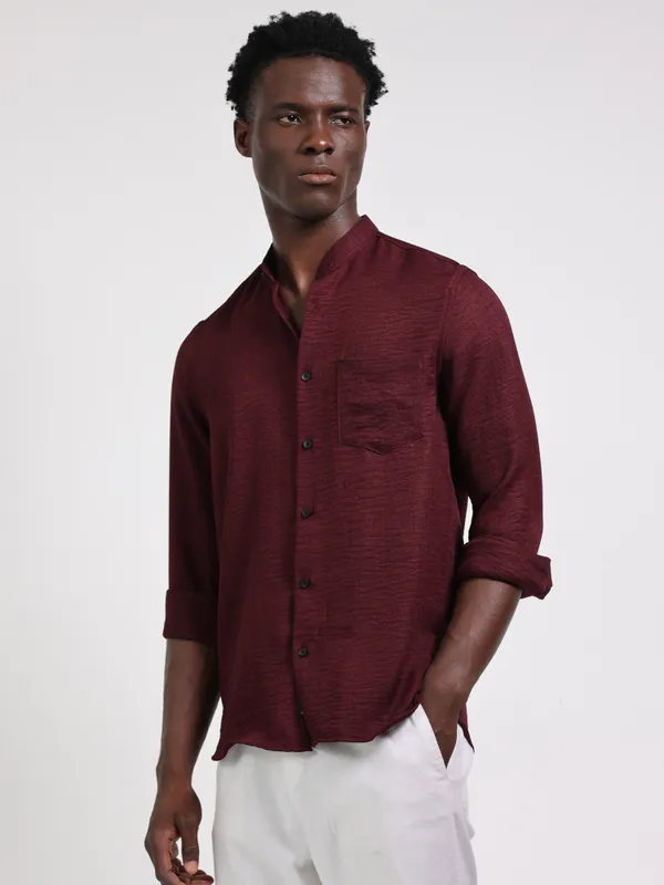 Bali_Marron_Cotton_Solid_Shirt_For_Men