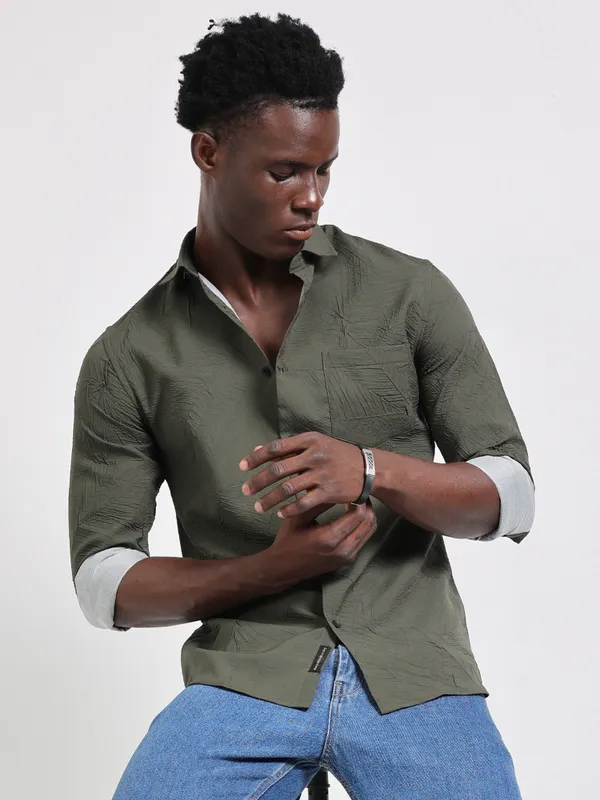 Norway_Green_Cotton_Solid_Shirt_For_Men