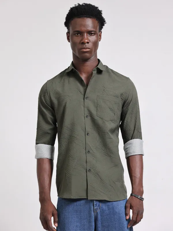 Norway_Green_Cotton_Solid_Shirt_For_Men