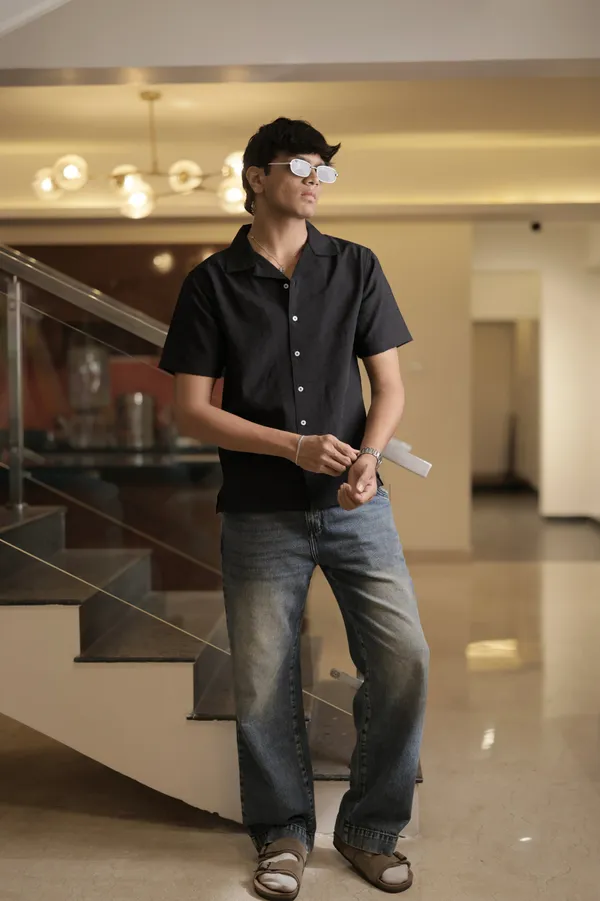 Riga_Black_Cotton_Solid_Shirt_For_Men
