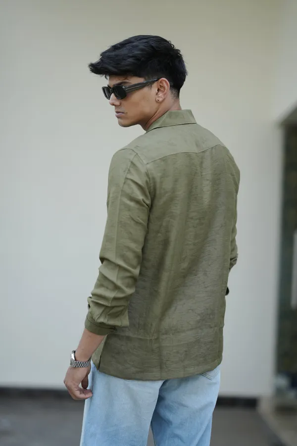 Saudi_Olive_Cotton_Solid_Shirt_For_Men