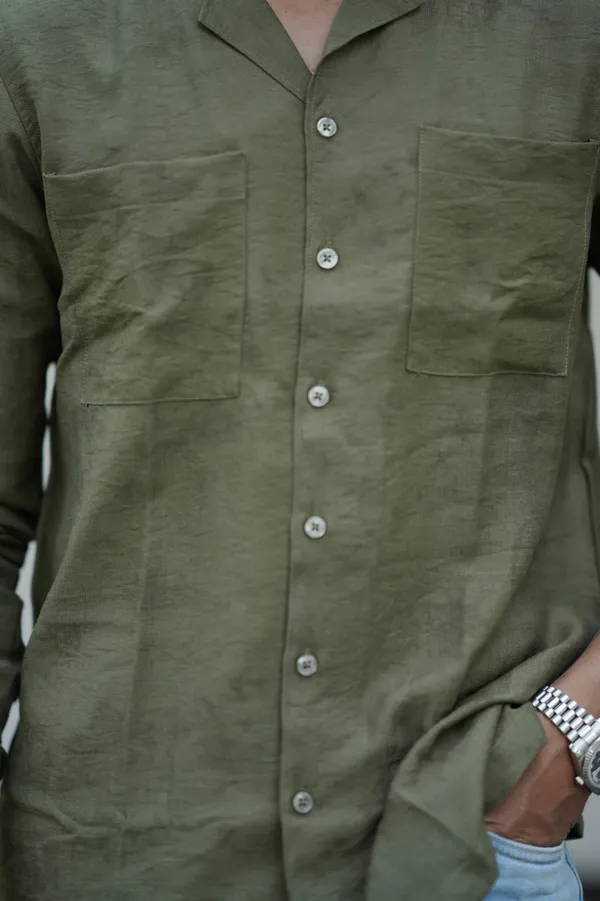 Saudi_Olive_Cotton_Solid_Shirt_For_Men
