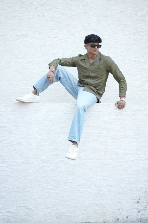 Saudi_Olive_Cotton_Solid_Shirt_For_Men
