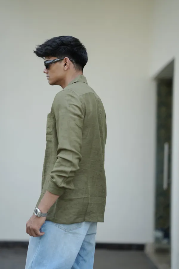 Saudi_Olive_Cotton_Solid_Shirt_For_Men