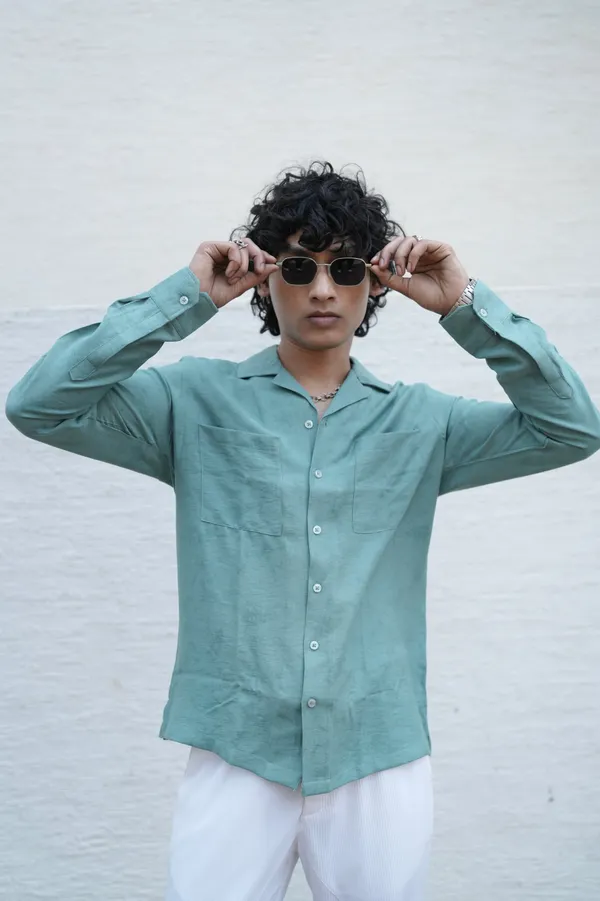 Saudi_Powder_Blue_Cotton_Solid_Shirt_For_Men