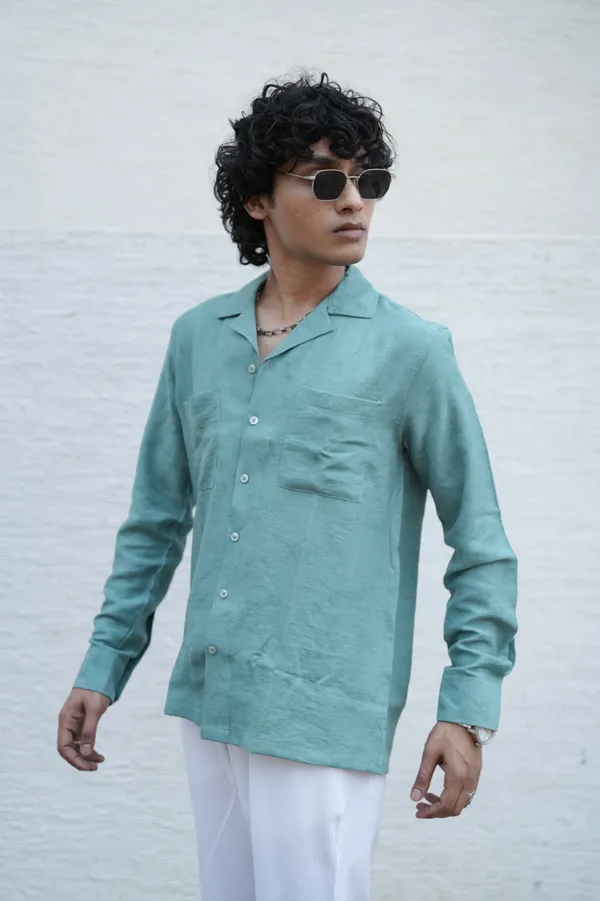 Saudi_Powder_Blue_Cotton_Solid_Shirt_For_Men