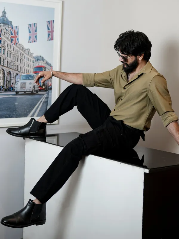Oman_Khaki_Cotton_Solid_Shirt_For_Men