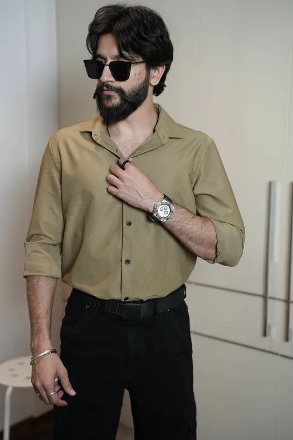 Oman_Khaki_Cotton_Solid_Shirt_For_Men