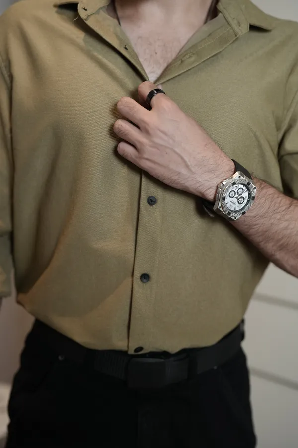 Oman_Khaki_Cotton_Solid_Shirt_For_Men