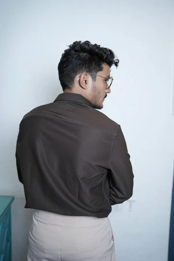 Oman_Coffee_Cotton_Solid_Shirt_For_Men