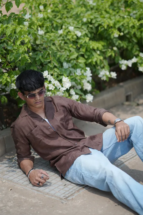 Saudi_Brown_Cotton_Solid_Shirt_For_Men