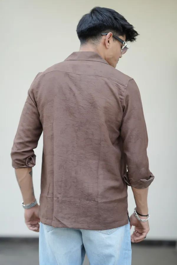 Saudi_Brown_Cotton_Solid_Shirt_For_Men
