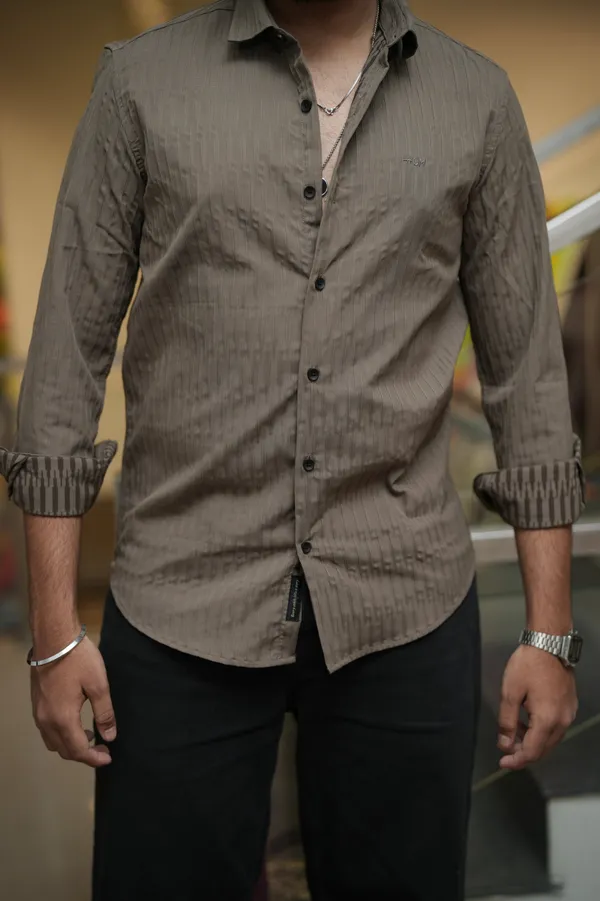 Dubai_Light_Brown_Textured_Cotton_Solid_Shirt_For_Men
