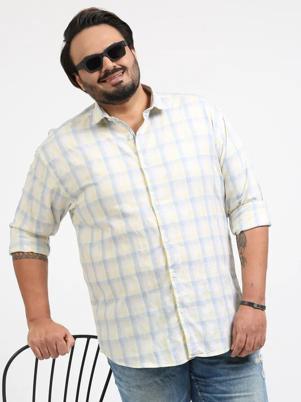 Franciscoo_Antique_White_Cotton_Plus_Size_Checks_Shirt_For_Men
