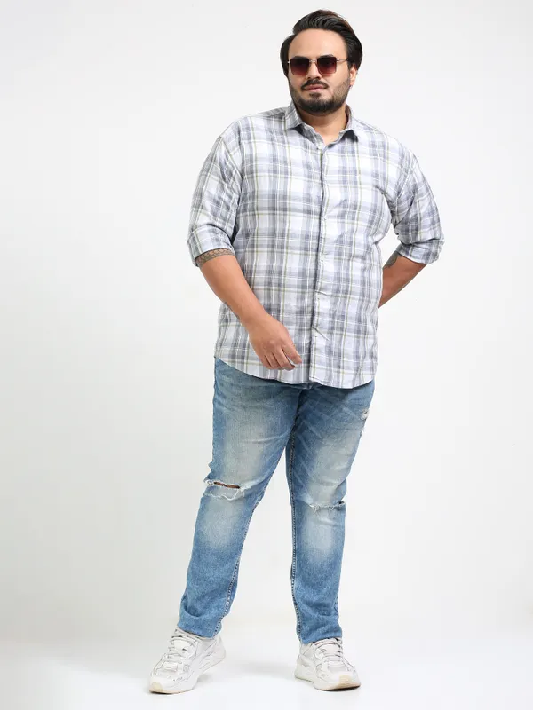 Franciscoo_Link_Water_Cotton_Plus_Size_Checks_Shirt_For_Men