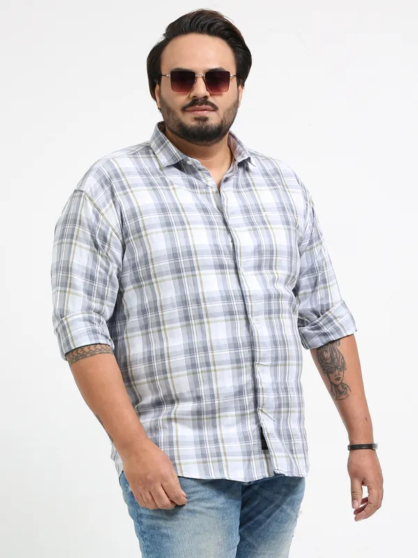 Franciscoo_Link_Water_Cotton_Plus_Size_Checks_Shirt_For_Men