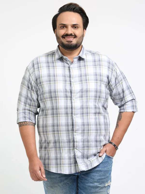 Franciscoo_Link_Water_Cotton_Plus_Size_Checks_Shirt_For_Men