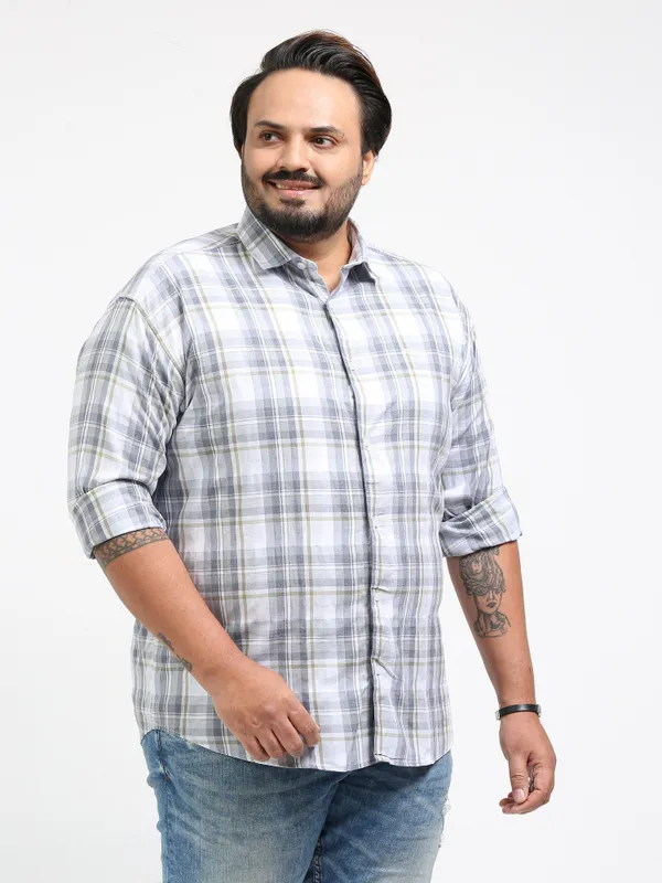 Franciscoo_Link_Water_Cotton_Plus_Size_Checks_Shirt_For_Men
