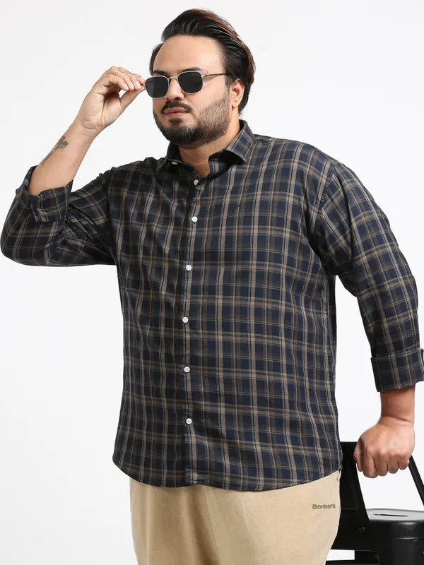 Franciscoo_Dark_Slate_Grey_Cotton_Plus_Size_Checks_Shirt_For_Men