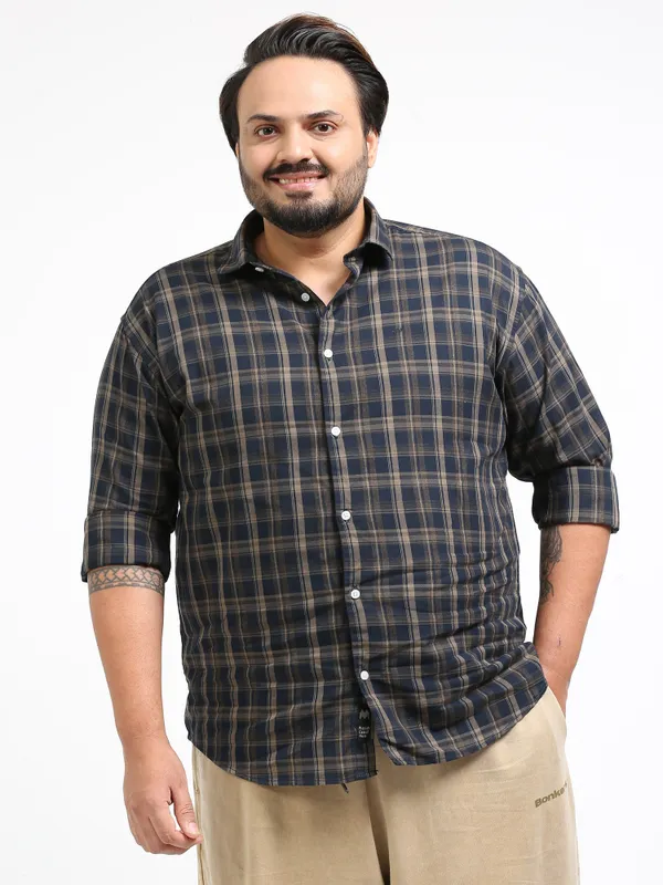 Franciscoo_Dark_Slate_Grey_Cotton_Plus_Size_Checks_Shirt_For_Men
