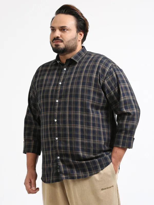 Franciscoo_Dark_Slate_Grey_Cotton_Plus_Size_Checks_Shirt_For_Men